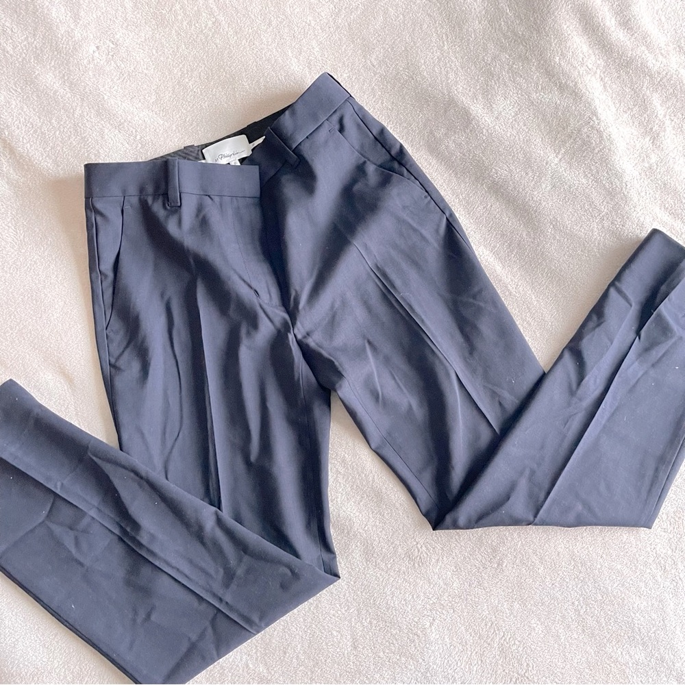 3.1 PHILLIP LIM // 98% wool navy blue cigarette trouser pants (0)